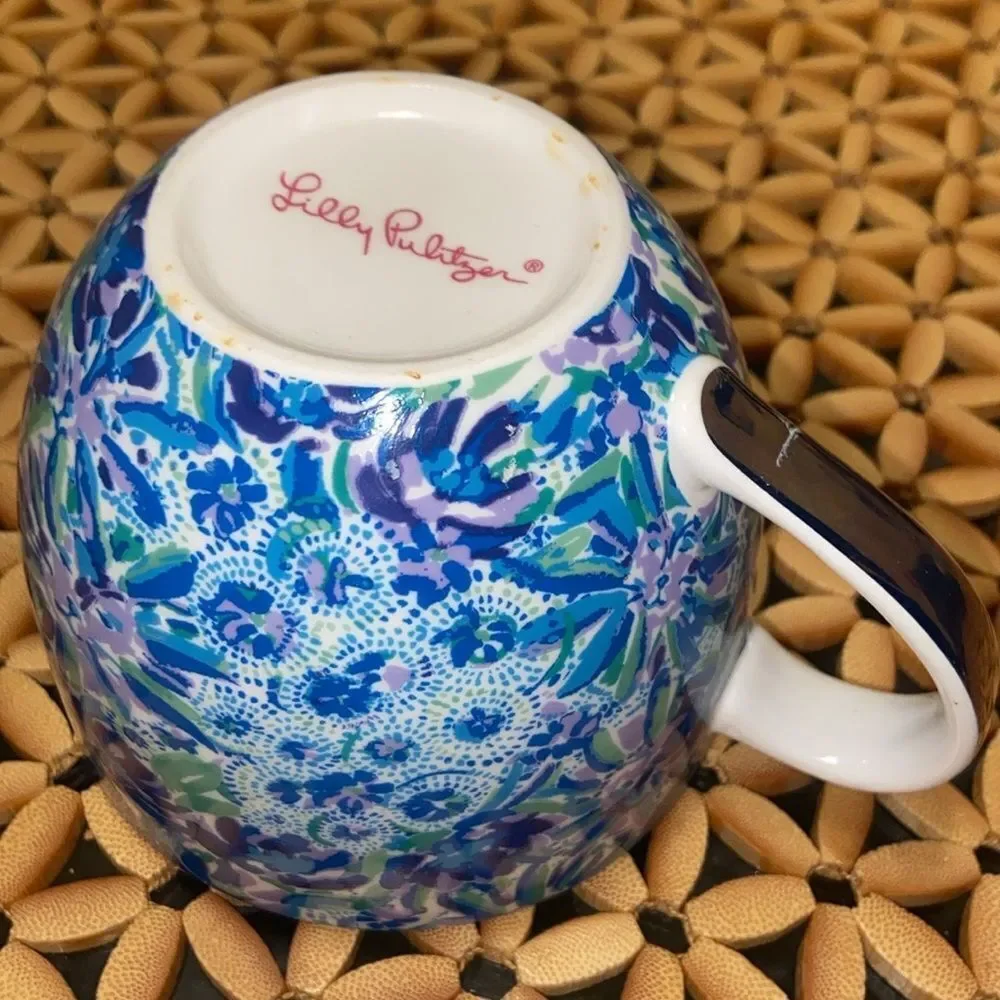 10X$50 Lilly Pulitzer Ceramic Dinner Blue Coffee Mug Floral
